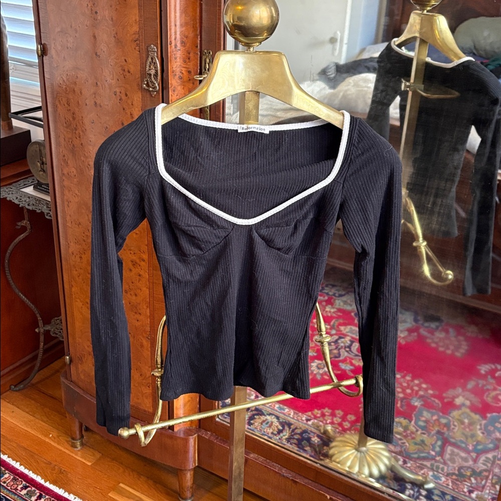 Reformation Elie Knit Top | XS | Black and white - Picture 6 of 7